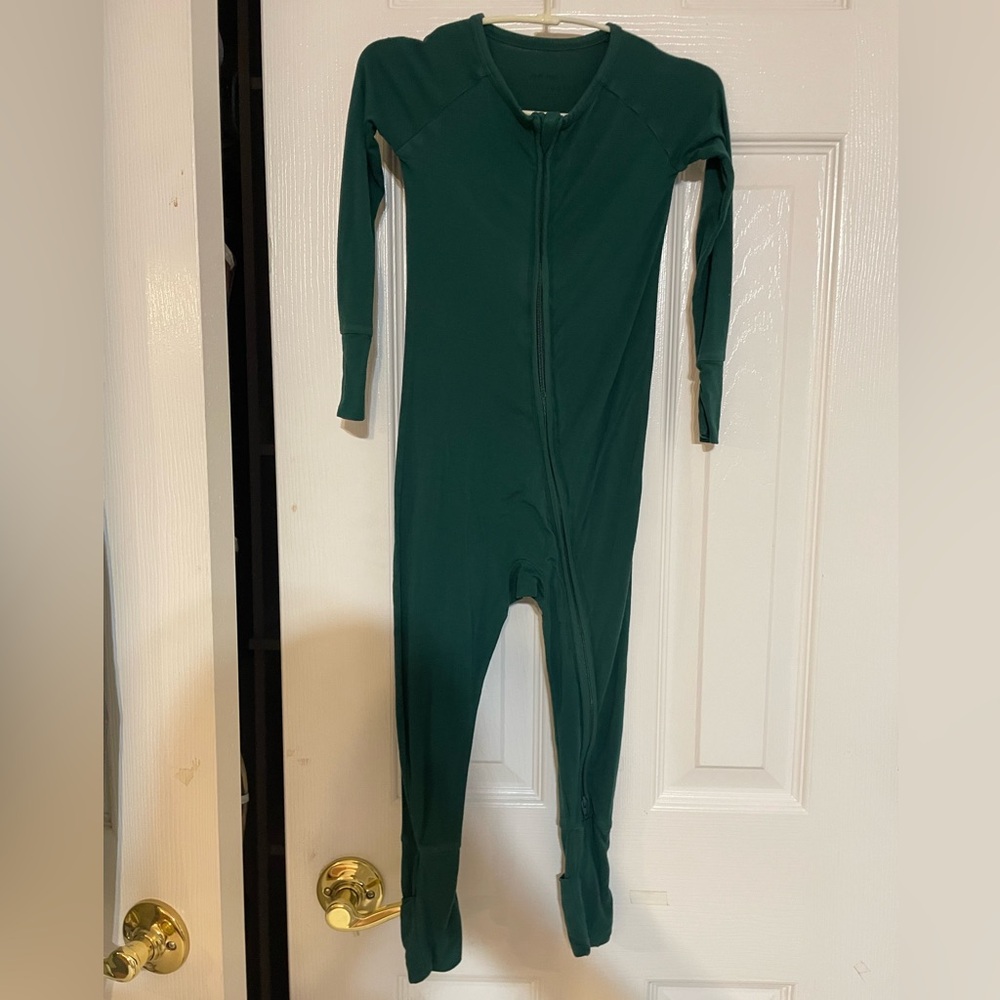 Dark Green Kids One-Piece Zip Romper